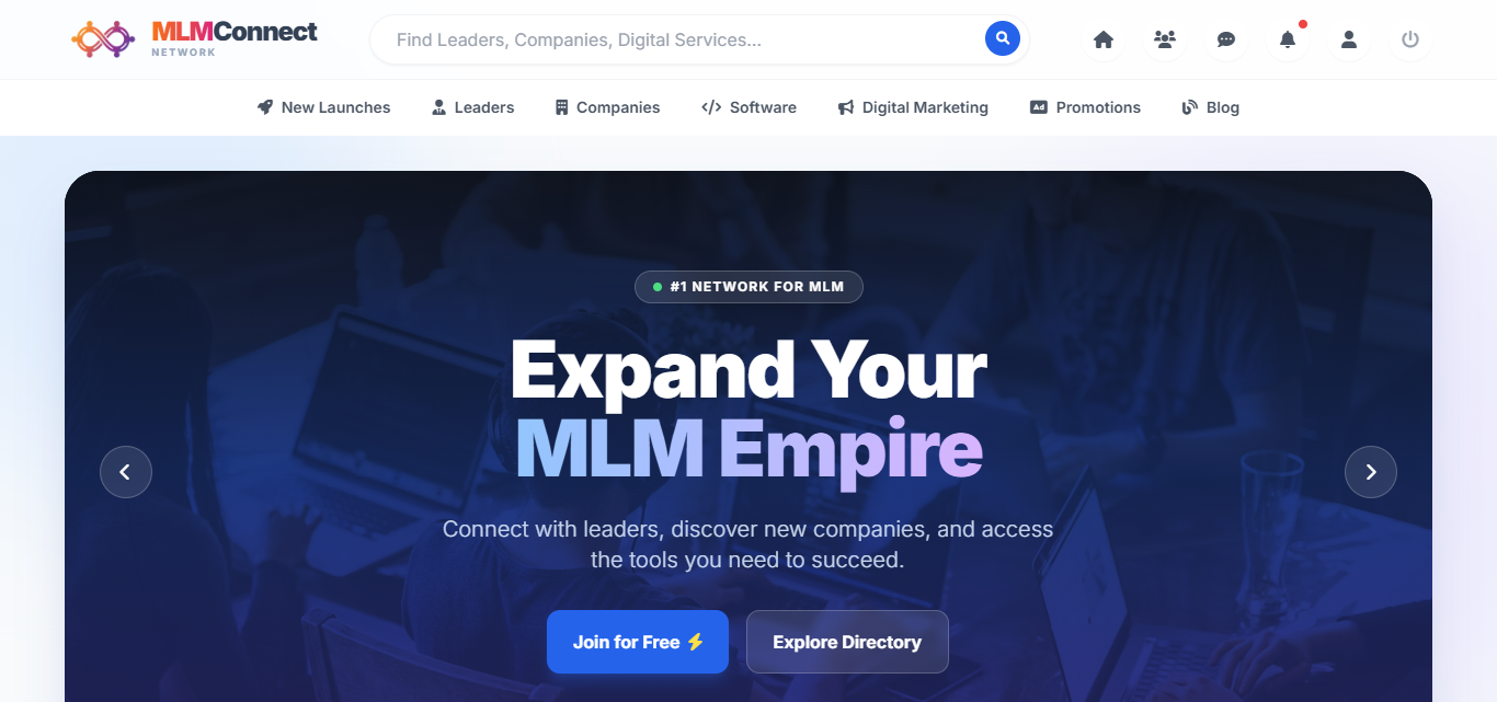 MLM Connect Homepage Interface